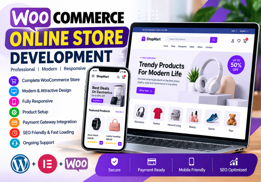 I will build a professional WooCommerce online store with WordPress