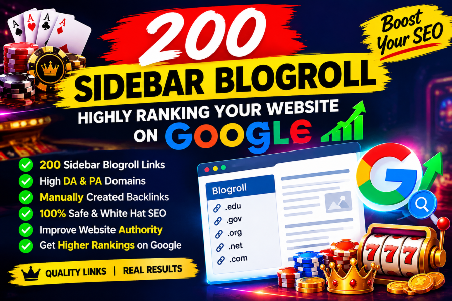 200 Sidebar Blogroll Backlinks for Casino SEO & iGaming Websites