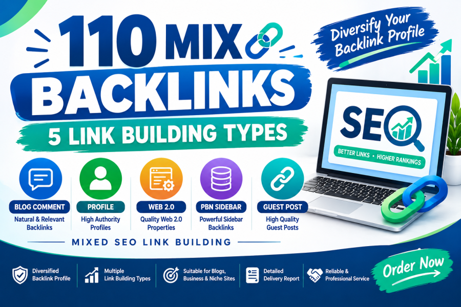 110 Mixed SEO Backlinks for Website Link Building