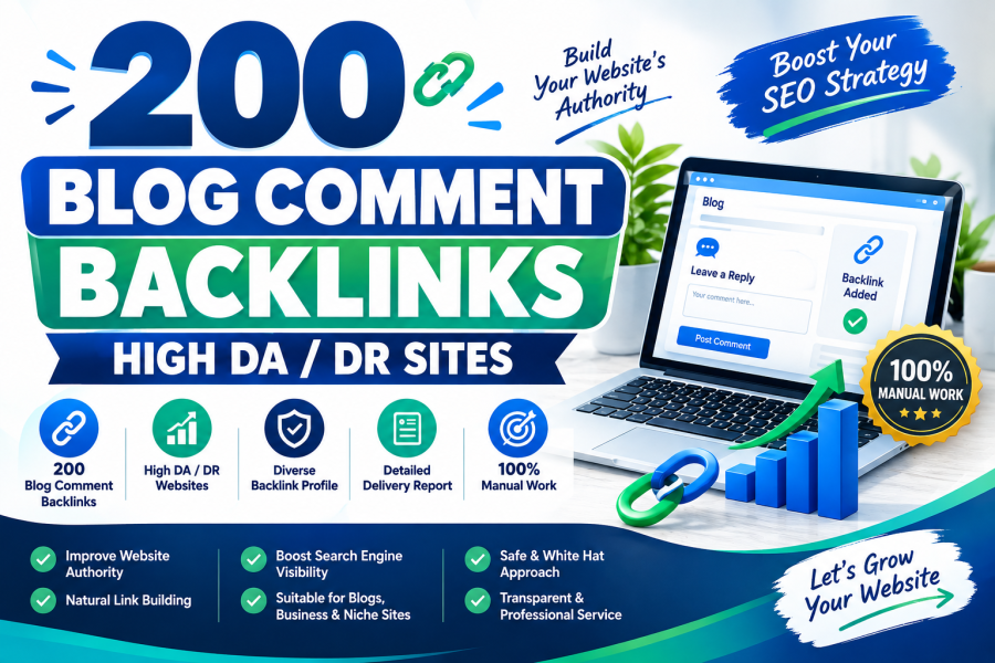 200 Blog Comment Backlinks on High DA DR Websites
