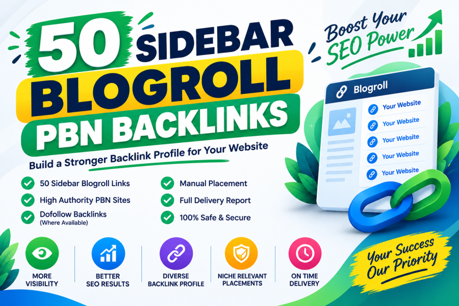 I Will Build 50 Premium Sidebar Blogroll PBN Backlinks.
