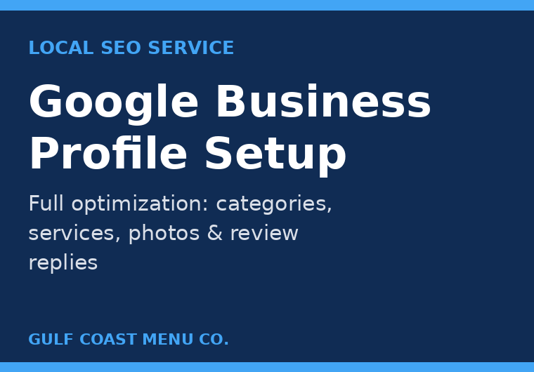 Google Business Profile setup and optimization for restaurants