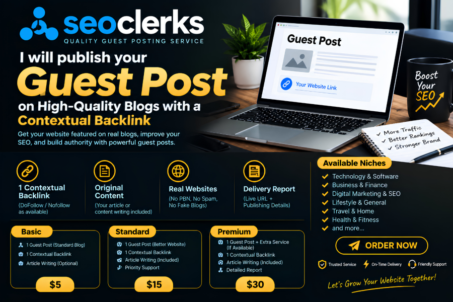 I will publish your guest post on quality blogs with a contextual backlink