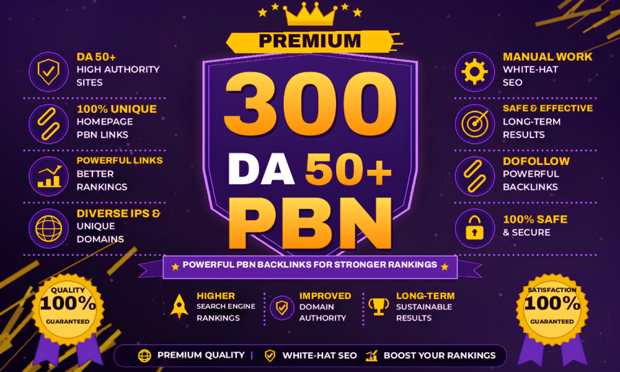 300 DA50+ PBN Homepage Backlinks - Powerful, Permanent & Unique