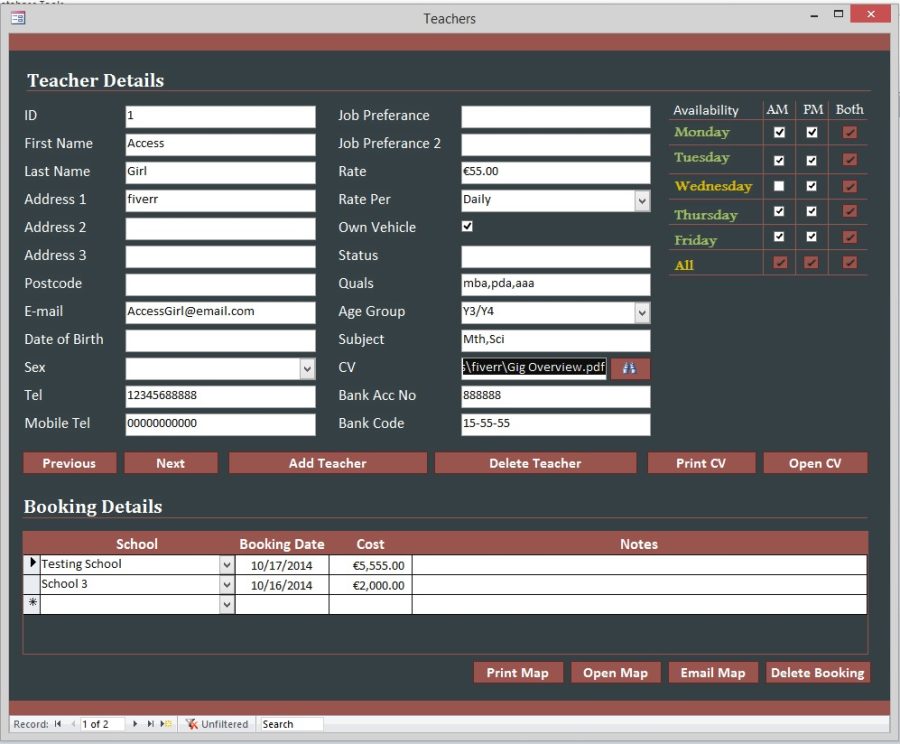 Microsoft Access Database Development