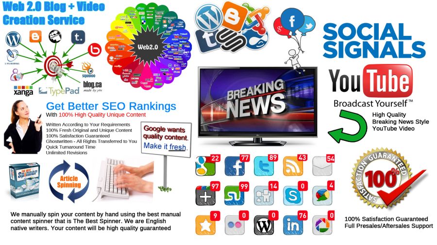 Top 25 Web 2.0 Blogs Network Creation Service High Quality Web 2.0 Homepages + Video