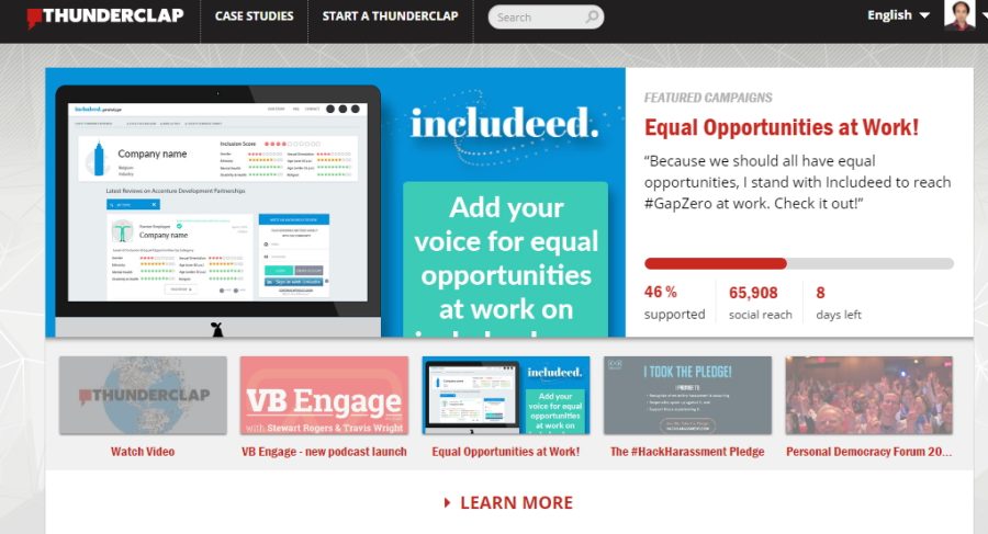 Add 25 supporters on Thunderclap campaign and promote