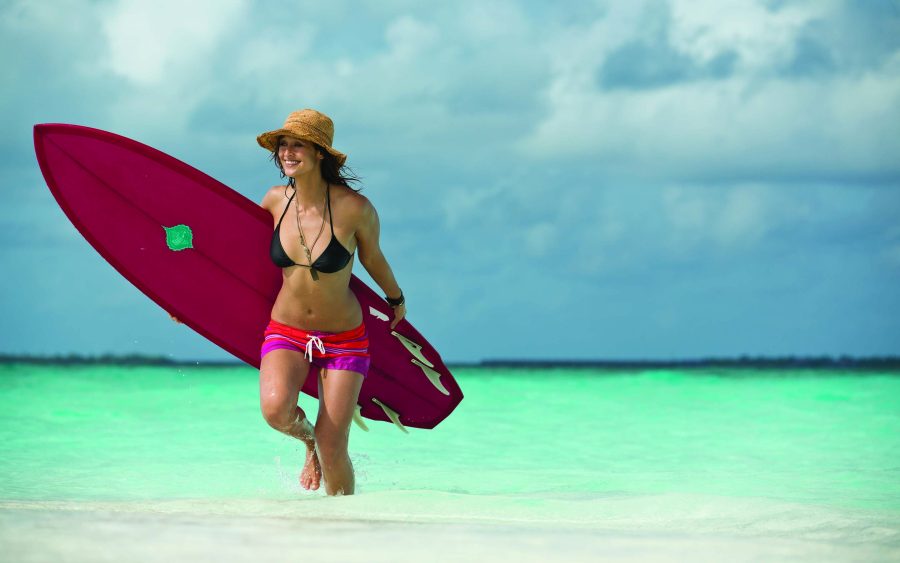 Put your Message Slogan or Logo on surfboard with Hot sexy ladies