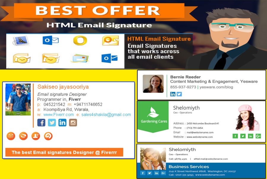 create HTML email signature with social icon