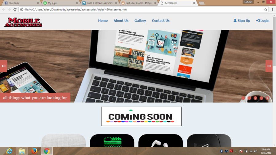 1 page front end website page