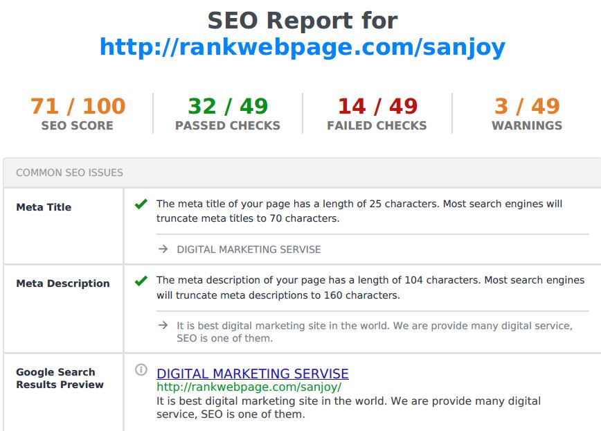 SEO Analysis and Audit Report for your website 