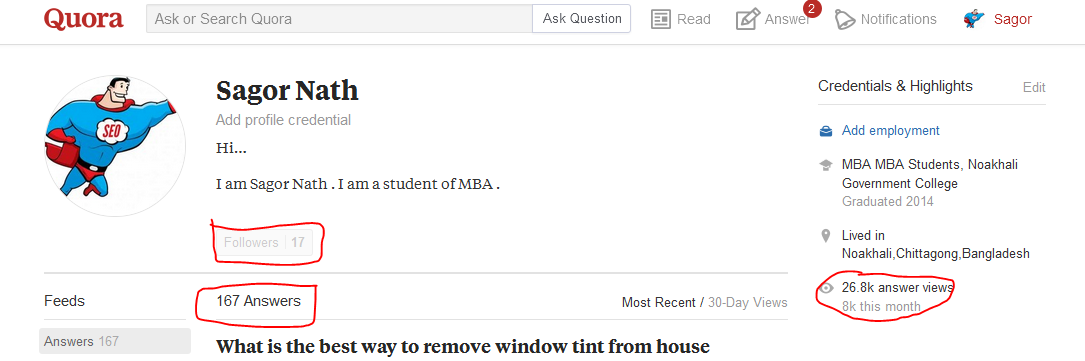 Promote your website with Contextual Link on Quora