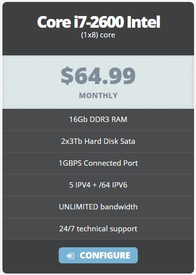 Cheap dedicated server ﻿$64.99/M