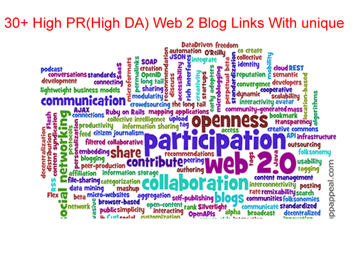Provide 30+ High PR(High DA) Web 2 Blog Links that Will Help Your Site Rank FAST!!!