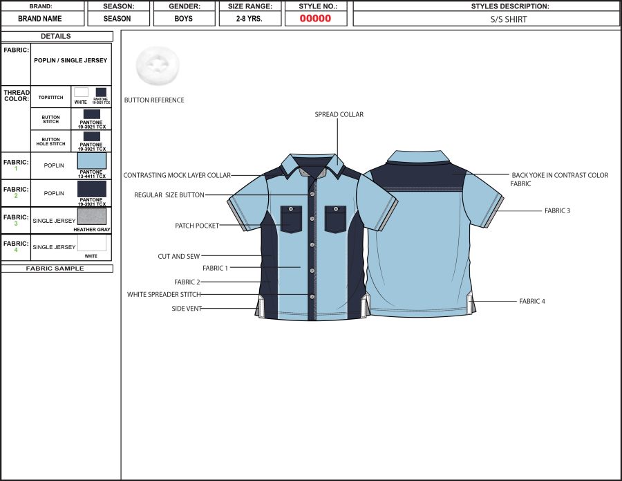 Create Fashion flats or technical Sheet, or Tech Pack of a Garment or Apparel 