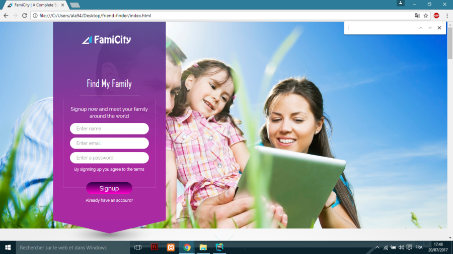 Get a responsive  Famicity Social Media Template all Screen sizes css Bootstrap