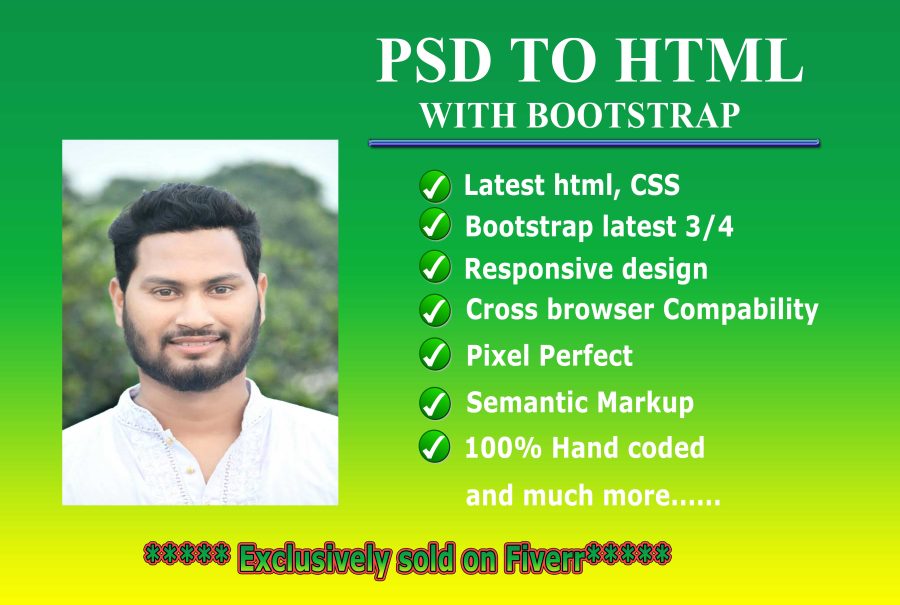 I Will Convert PSD To Html5, Css3 And Responsive Bootstrap