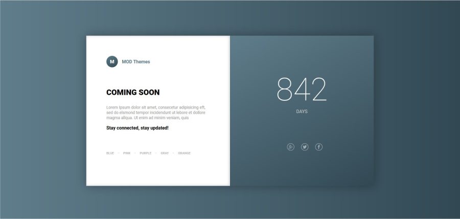 Coming Soon landing page with variations