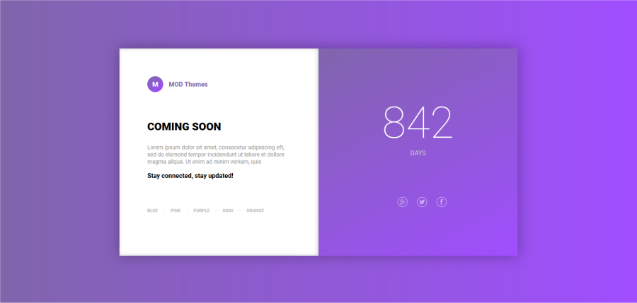 Coming Soon landing page with variations