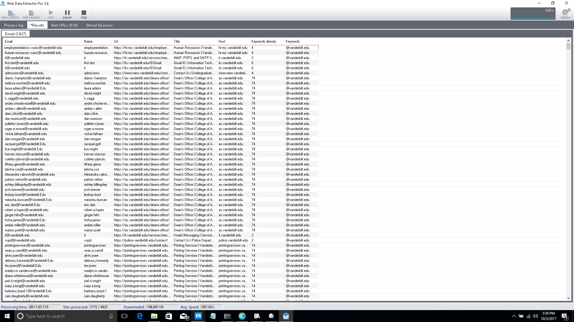 Email extraction by domain, or other information