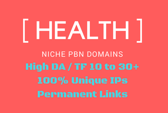 3 x Aged 'HEALTH' Niche Permanent PBN links DA TF 10to30+
