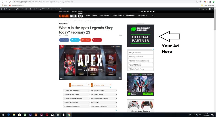 Place Your App or Game Related Banner On Our Gaming Site for One Week With Unlimited Impressions