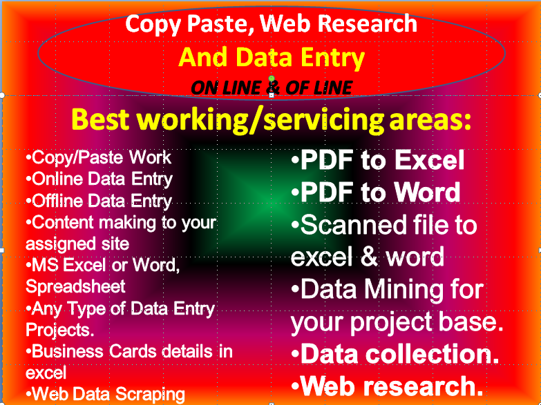DO Copy Paste, Web Research And Data Entry