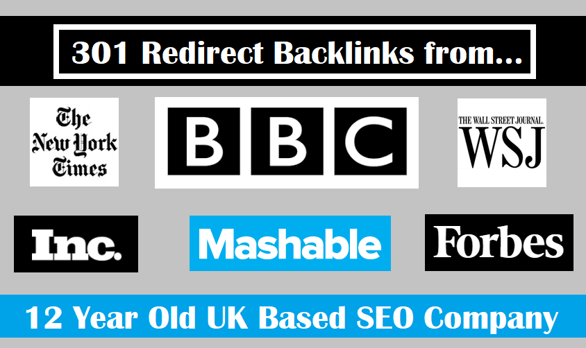 Provide a 301 redirect backlink from Forbes, Nytimes, BBC