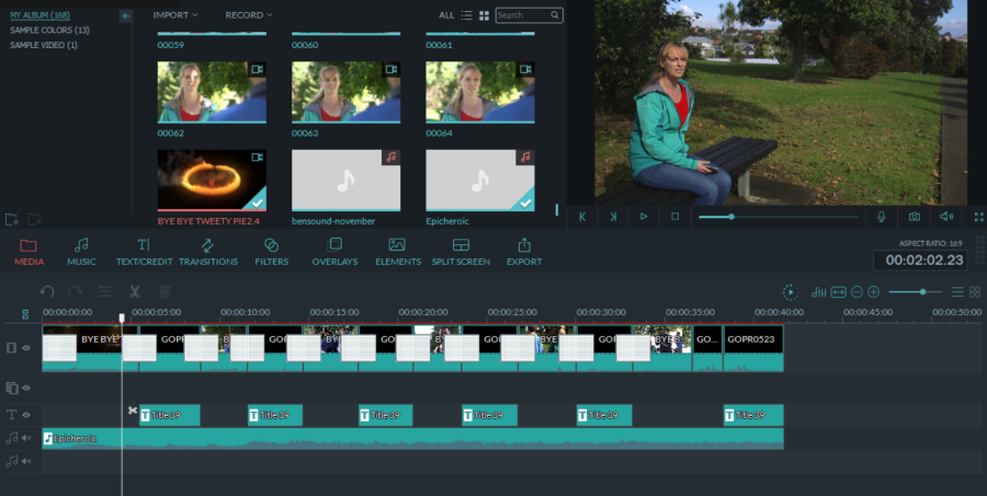 Edit you video files into a film with music, open and close credits and optional voice over