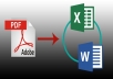 Convert your pdf file to word, pdf to excel an many more 