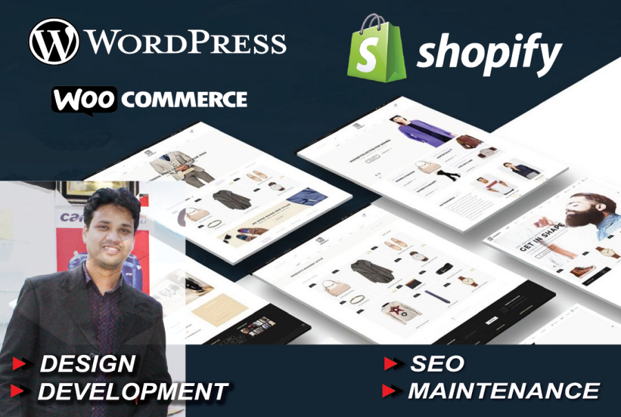 Wordpress and Shopify website design  and develop   with white hat or label SEO 30-90 days 