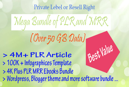 Give You Mega PLR MRR Bundle for your work or Business