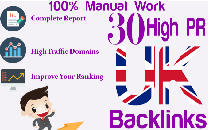 manually do 30 high pr UK seo backlinks 
