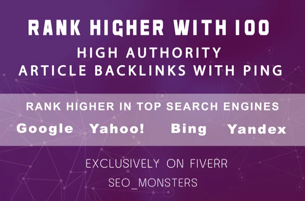 provide 100 article high authority backlinks with ping 