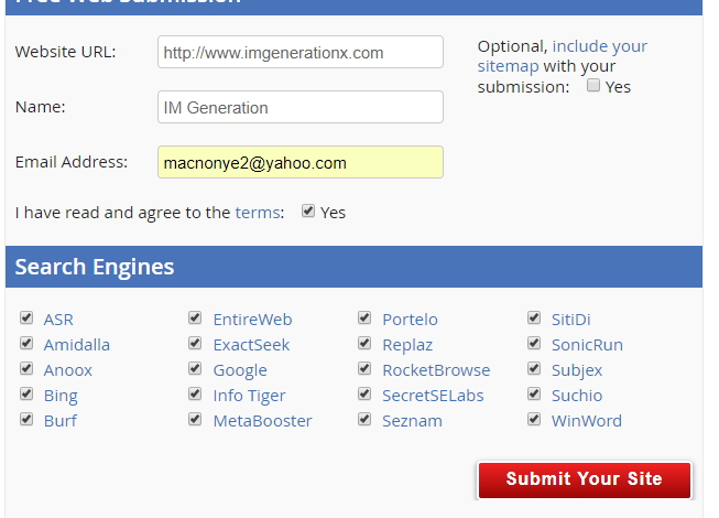 add your URL to over 100 search engines and web directories. Manual