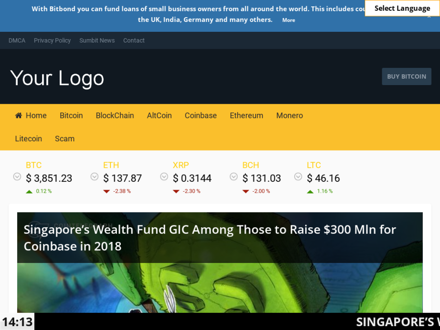  Automated CryptoCurrency News Website AutoPilot