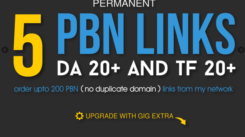 Permanent 5 PBN Links - DA 20+ and TF 20 