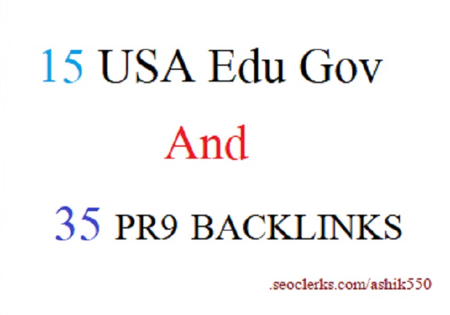 15USA EDU GOV 35 PR9 SEO Backlinks for your websites