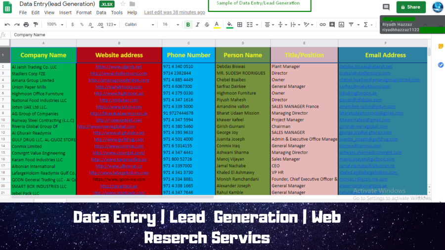 Online And Offline Data Entry And Web Research Job