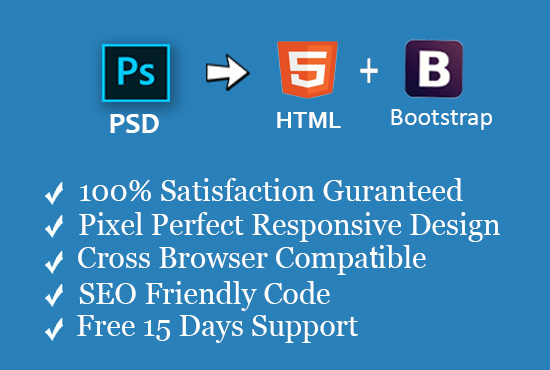 Convert Psd to Html with Bootstrap4 Responsive