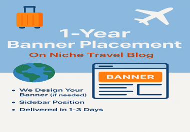 1-Year Travel Blog Banner Ad - Sidebar Placement - High Visibility travel niche