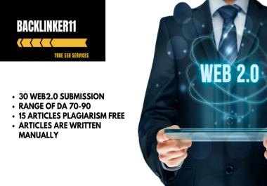 30 WEB2.0 SUBMISSION DA70-90 High Quality Articles