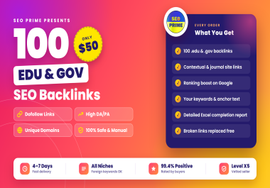 Safe and Quality Oriented 100 EDU & GOV SEO Backlinks