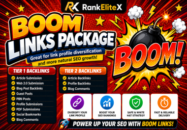 BOOM SEO Backlinks Package with Authority Tier Links for Ranking Growth