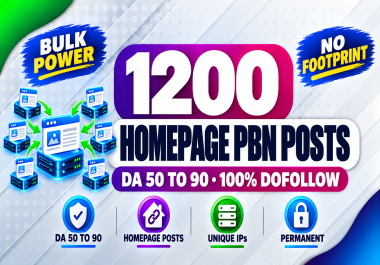 Rank 1200 PBN on DA 50 to 90 Unique Domains Permanent Do Follow Homepage SEO Backlinks