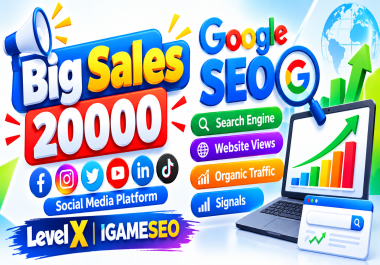 Big Sales 20000 Social Media Platform Google SEO Search Engine Website Views Organic Traffic Signals