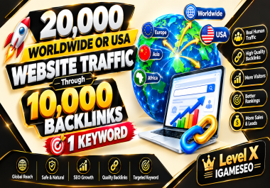 20,000 Worldwide Or USA Website Traffic Through 10,000 Backlinks 1 Keyword