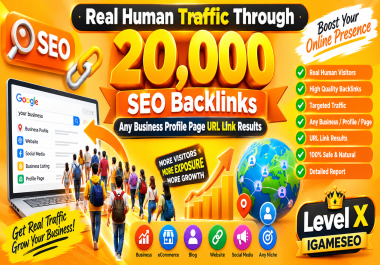 Real Human Traffic Through 20,000 SEO Backlinks Any Business Profile Page URL Link Results