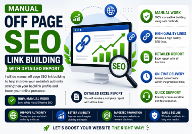 I Will Do Manual Off Page SEO Link Building with Report