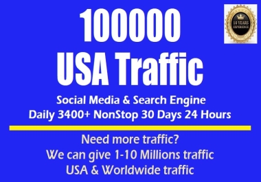 100000 USA Visitors to your website from Search Engine and Sociall Media
